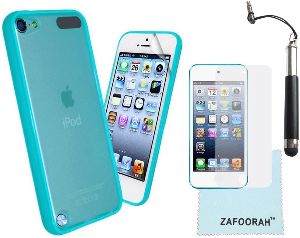 iPod Touch 5th 6th Generation Case, iPod Touch 5/6 Case Genuine ZAFOORAH Translucent Hard Bumper with 3 Bonus items Stylus, Screen Protector, Microfiber Cloth (Turquoise)