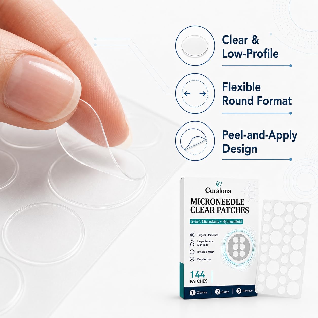 Microneedle Clear Patches, 288 Count (Pack of 2)