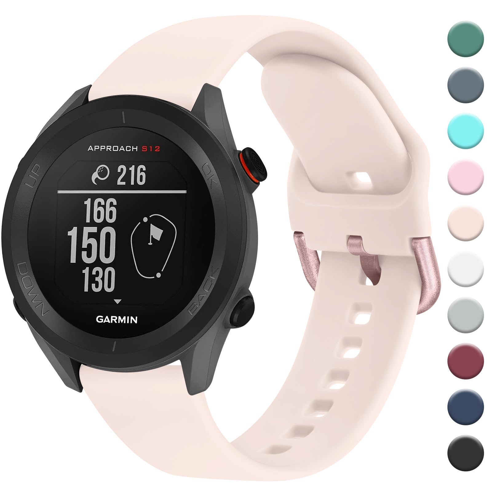 Correas compatibles con Garmin Approach S12 GPS, correa de reloj de golf, bandas deportivas suaves de silicona para Garmin Approach S12 GPS Golf Watch/S40/S42/Forerunner 245/Vivomove 3 Music