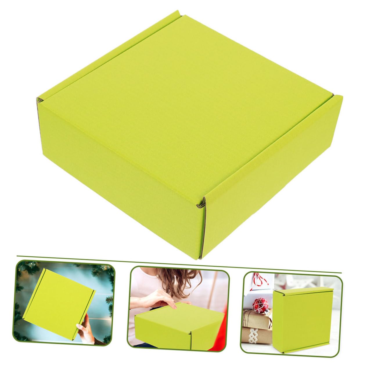 SOIMISS 10 Pezzi Scatole di Cartone Verde in Cartone Ondulato Robuste per Spedizione e Trasporto senza Nastro o Colla per Imballaggio e Stoccaggio
