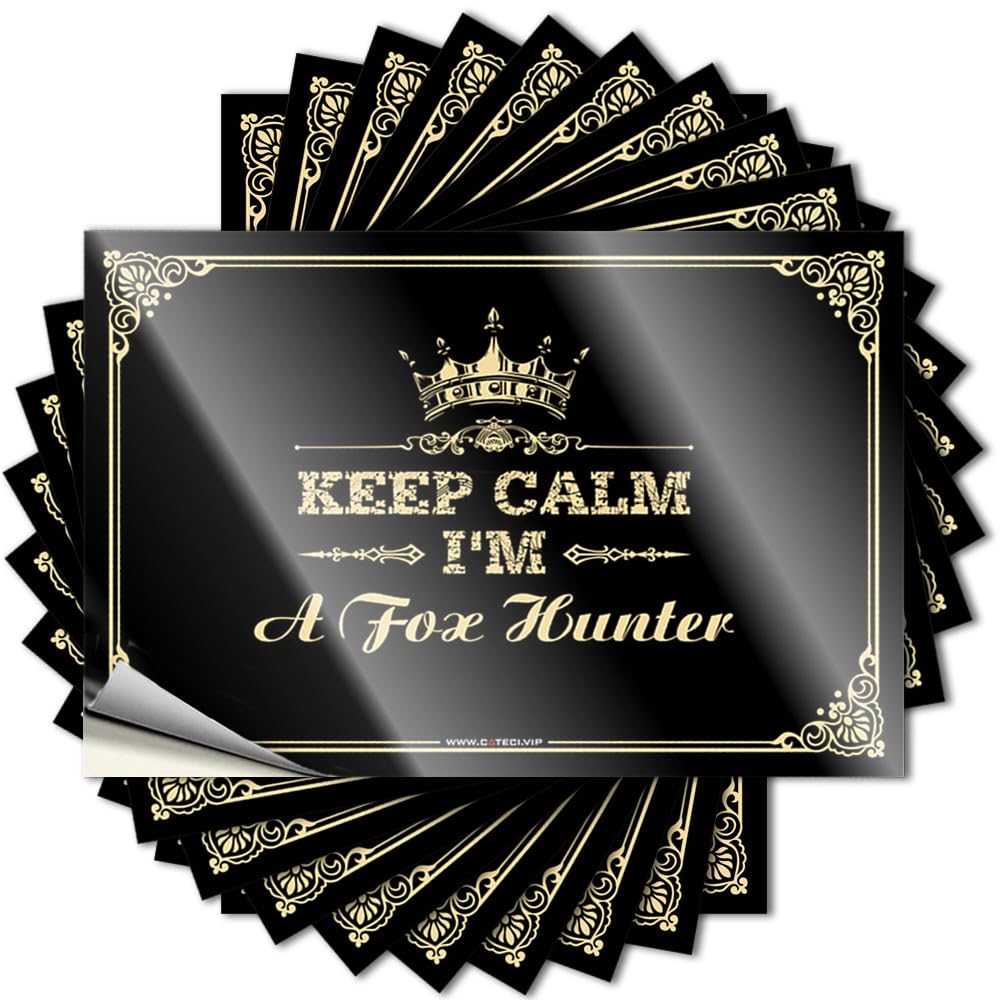 Stuff for Men, Lettering Sticker Funny Wall Quote Stickers, Vintage No Residue Decals for Luggage | Texas Party Favor Custom Keep Calm I'm A Fox Hunter(12X18CM)