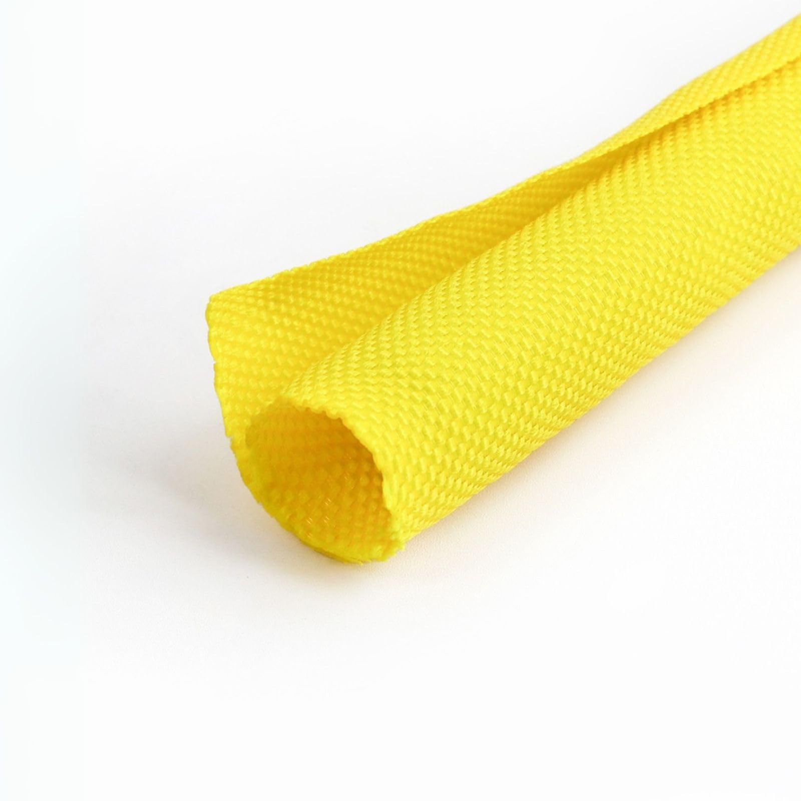 HOLED 5/8 inch Split Braided Cable Management Sleeve for USB Cable Power Cord Audio Video Cable, Wire Loom Cord Protector from Cat Dog Chewing (Yellow, 25FT)