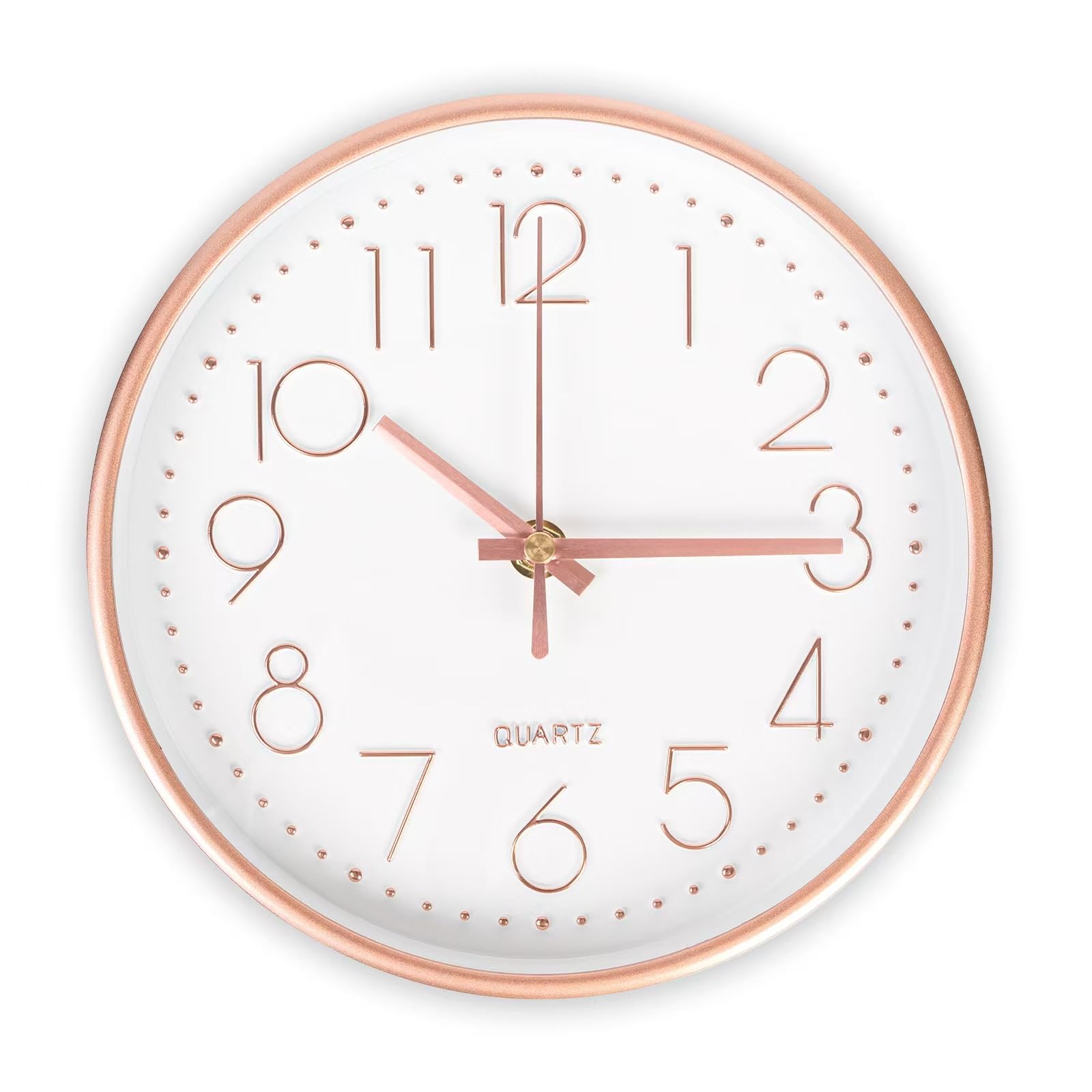 Reloj de Pared Redondo de Cuarzo de 20 cm, Reloj de Pared Moderno y silencioso de 8 Pulgadas para Oficina, salón, Cocina, guardería (Oro Rosa)