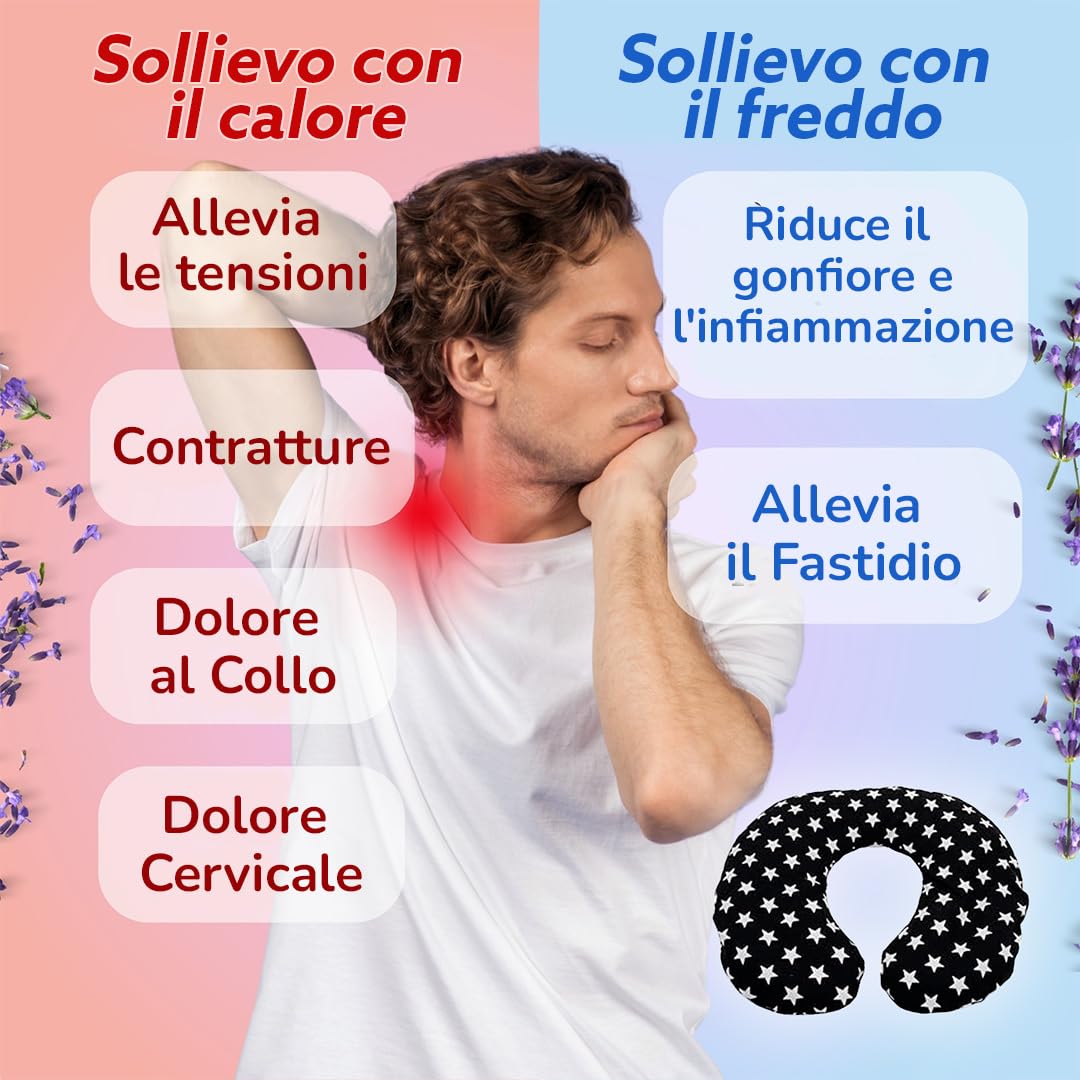 LOLA & GALA Cuscino Termico per Microonde | Cuscinetto Termico Cervicale | Riscaldante per Collo con Copertura Lavabile | Contiene Semi di Grano + Lavanda + Gel di Silice