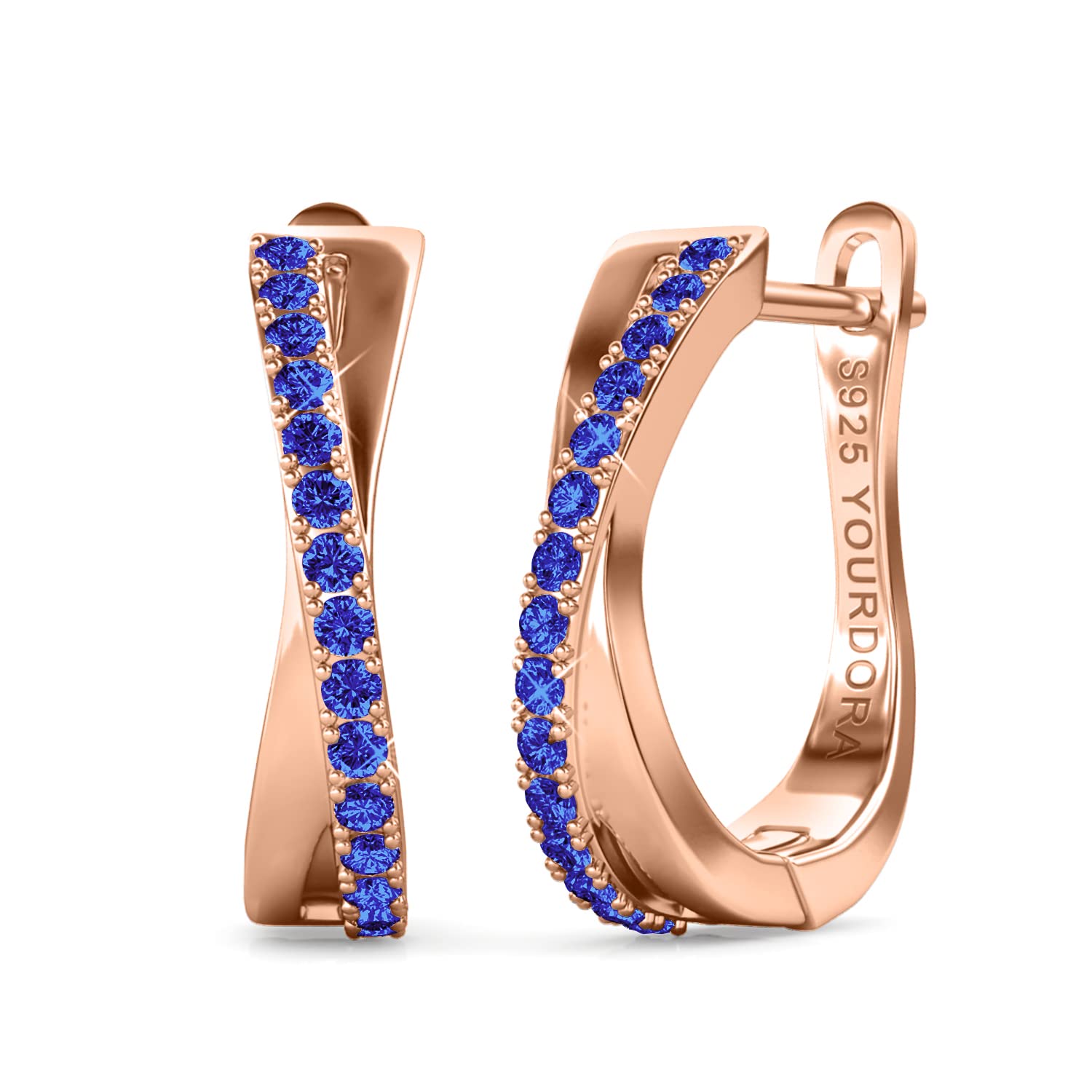 YOURDORA Donna Orecchini a Cerchio Originali in Argento 925 Zirconi Anello Contorto Idea Regalo Gioielli