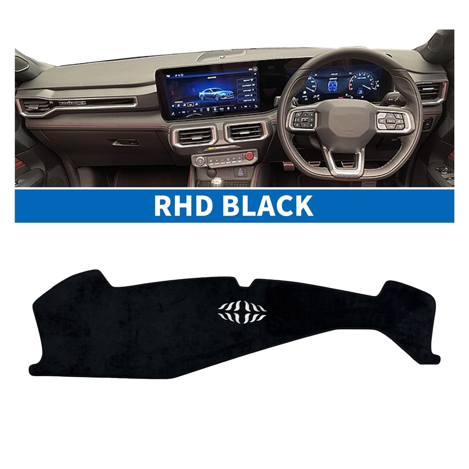 Tapis Tableau Bord intérieur Voiture Tapis Tableau Bord Voiture pour Ford pour Mustang 2024 2025 2026 Protection Pare-Soleil(Black RHD)