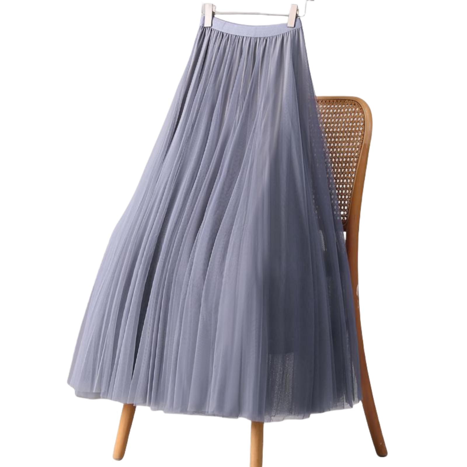 Womens Tulle A-Line Layered Mesh Midi Skirt Elegant Pleated Skirts for Women