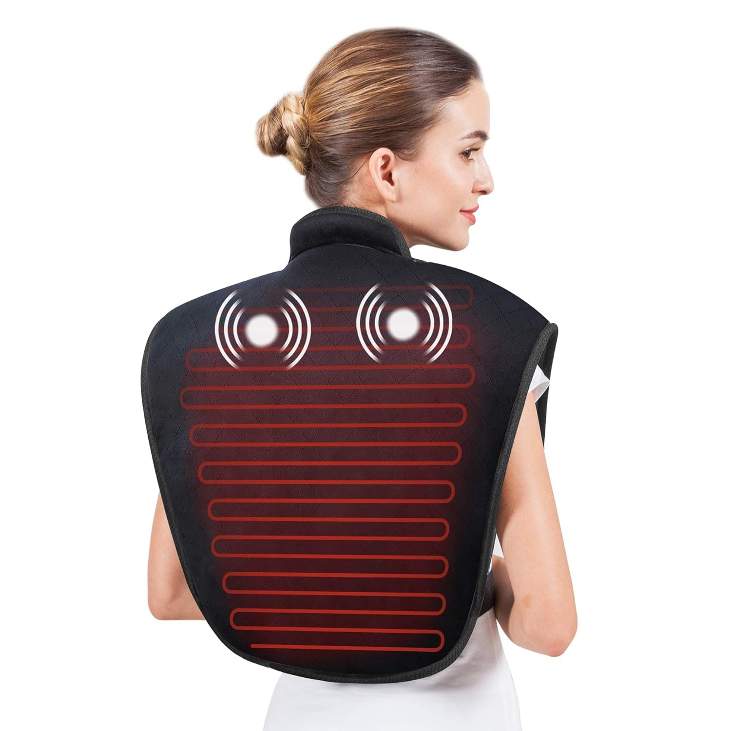 FLOITTUY Electric Heating Pad & Vibrating Massager for Neck Pain ,Cervical Pain and Shoulder Pain Relief | Comfort Adjustable Heat Levels | Relaxation 5 Massage Modes | Muscle Soreness Recovery | Weighted and Universal Fit | Suitable For Men & Women | (Grey) 4