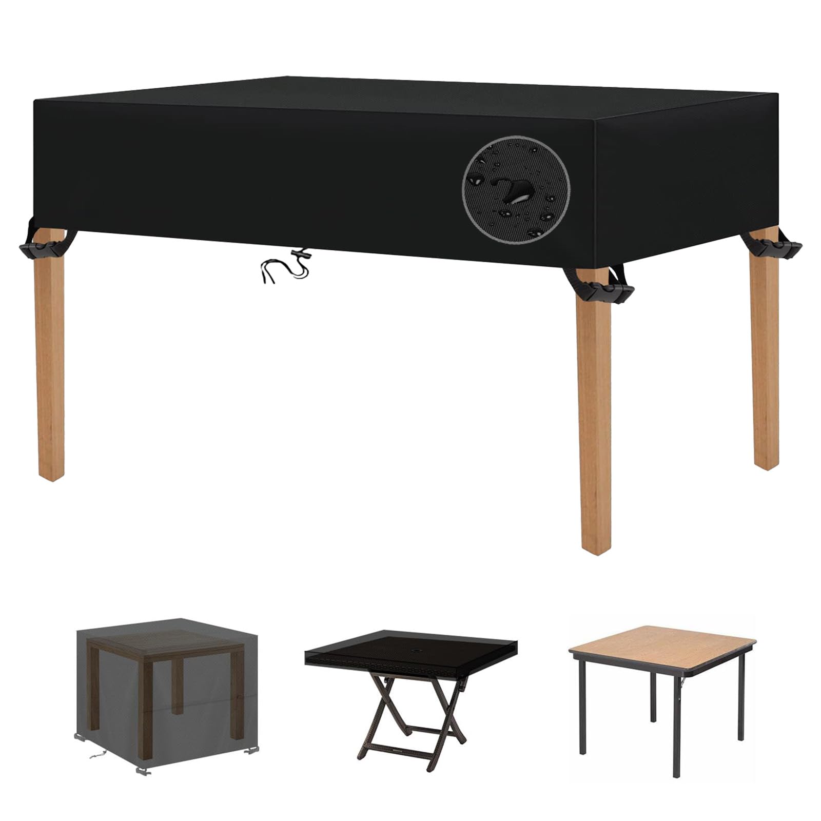 Urgshjk Black Garden Furniture Cover 210 X 110 X 60 Cm/Lxwxh Waterproof Outdoor Patio Table And Chair Covers Heavy Duty 420D Oxford Fabric For Garden Furniture Rectangular,