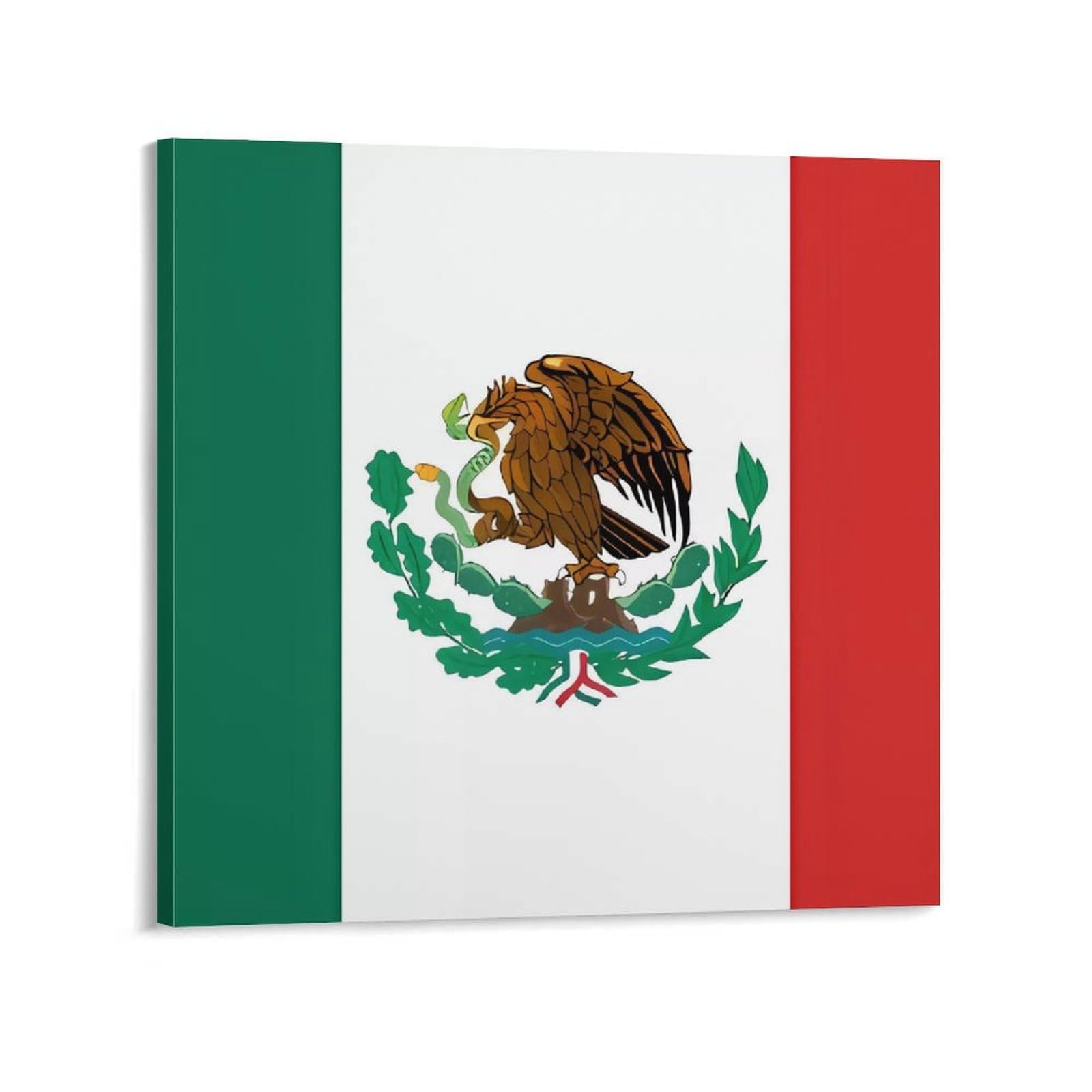 KLOPH Flag Of Mexico Canvas Wall Art for Living Room 10x10inch Modern Artwork Painting for Bathroom Hanging Canvas Prints Aesthetic Wallart for Bedroom Kitchen Office Wall Decor