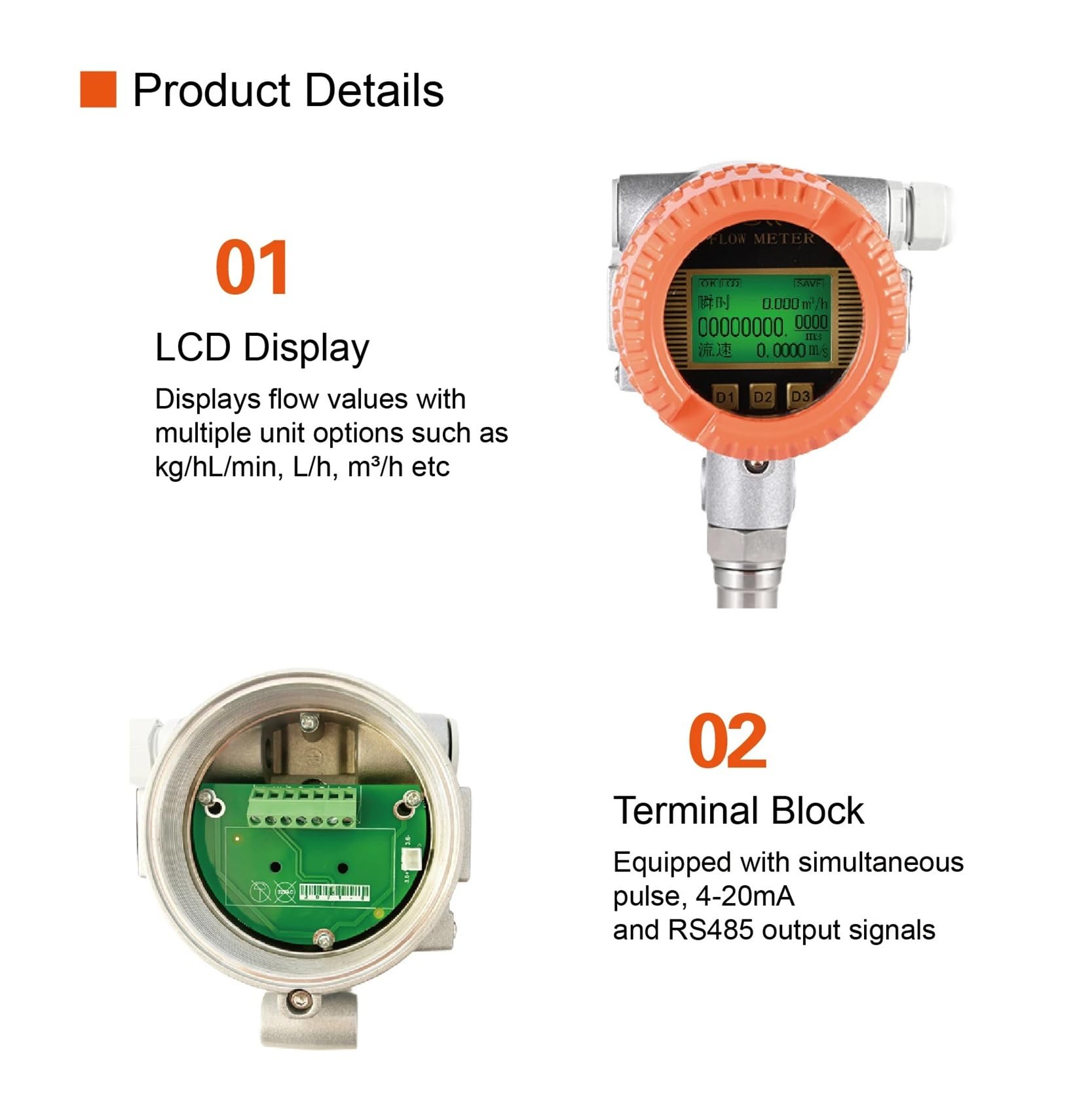 Caudalímetro electromagnético de turbina for agua líquida, diésel, gasolina y alcohol. Caudalímetro de abrazadera con pantalla LCD. Garantizar la estabilidad(DN20)