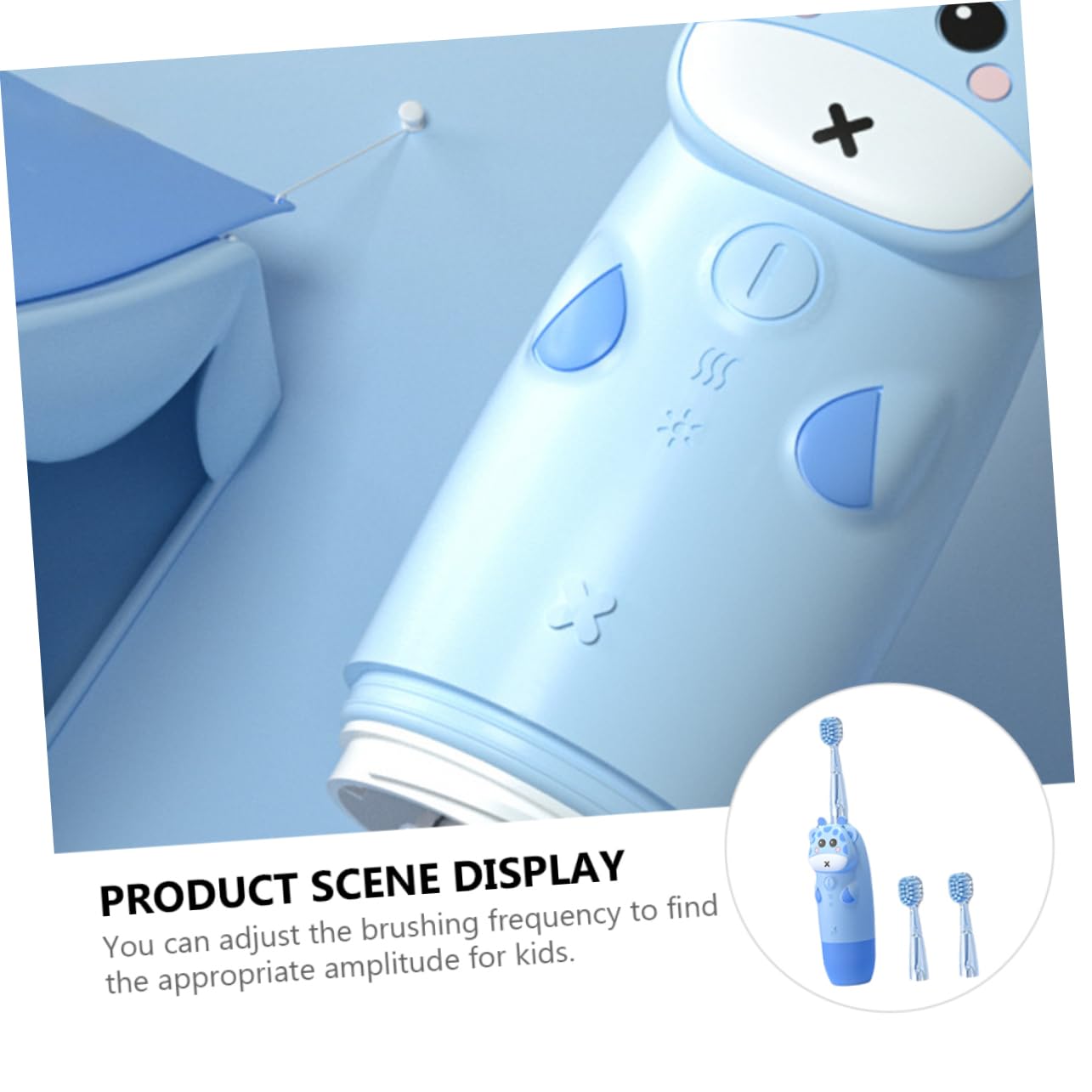 Cepillo de Dientes Eléctrico Infantil Diseño Antideslizante y Adecuado para Paquete Cabezales Azules sin Batería para Viaje y Cuidado Dental Infantil