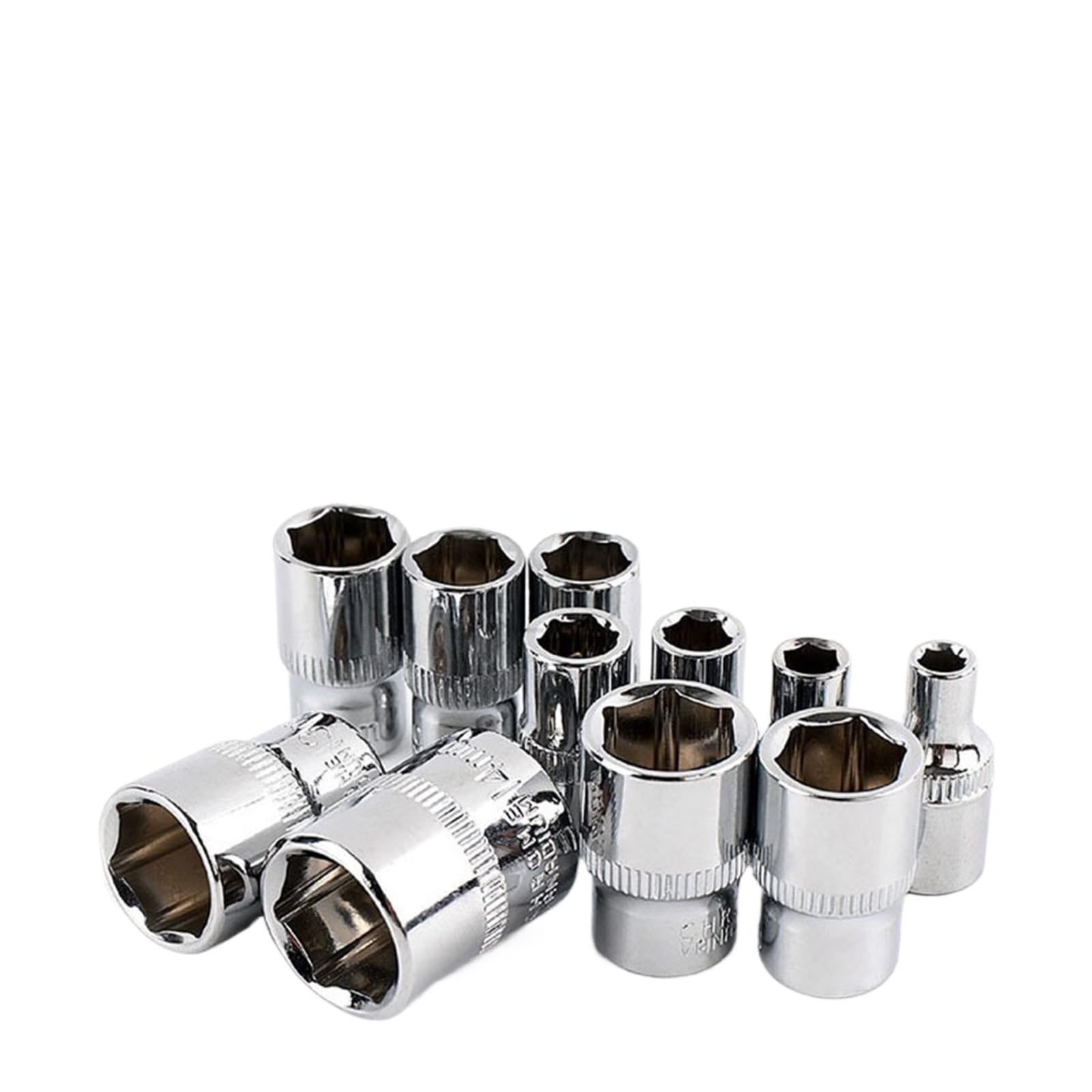 Deep Hex Socket 11pcs 1/4 Interface Chrome Vanadium Steel Socket 4mm 14mm 6.35mm Ratchet Wrench Head Industrial Tool(Short-11pcs)