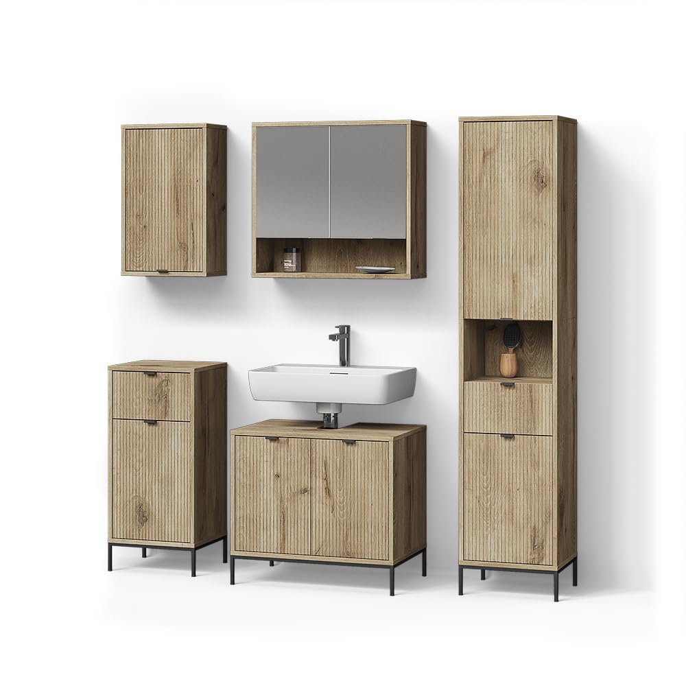 Livinity Conjunto de Muebles de baño ATERNO, Roble Vikingo 70 cm
