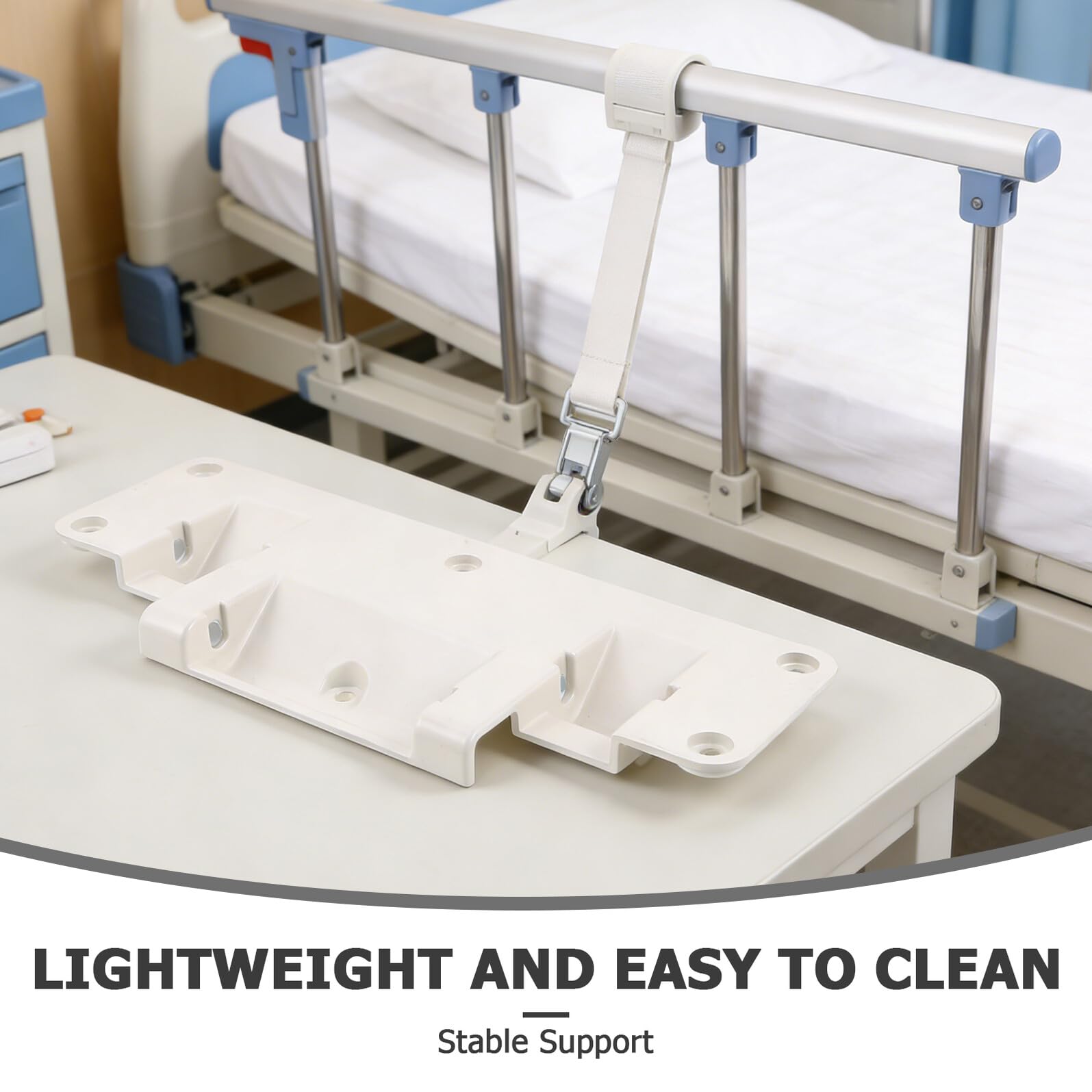 Supporto per Sponda Letto in Alluminio Bianco Rettangolare, Accessorio Regolabile per Protezione e Sicurezza in Ospedale e Assistenza Domiciliare