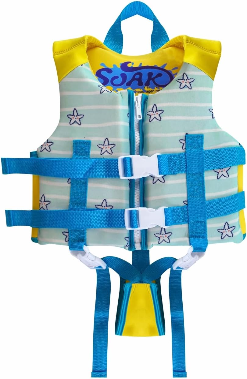 Soak Kids Swim Vest - Toddler Pool Floaties Adjustable Safety Strap Swimming Aids for Toddlers Children Float Swimsuit, Suitable for Age 1-6years/24-66lbs M( for kids 1-2 years, 2-3 lbs) blue