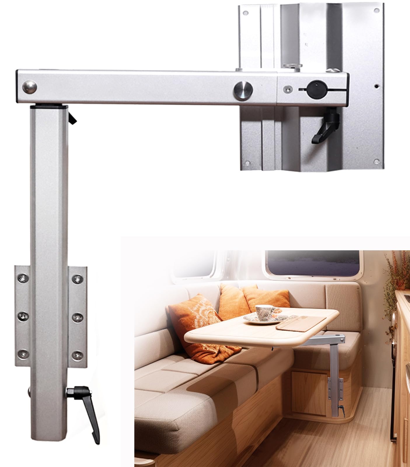 Camper Furgoneta Patas Plegables para Mesa, Autocaravanas Patas De Mesa Parte Superior Plegable De 90°, Desmontables Altura Ajustable, Mueble Camper Furgoneta para RV Remolque De Viaje