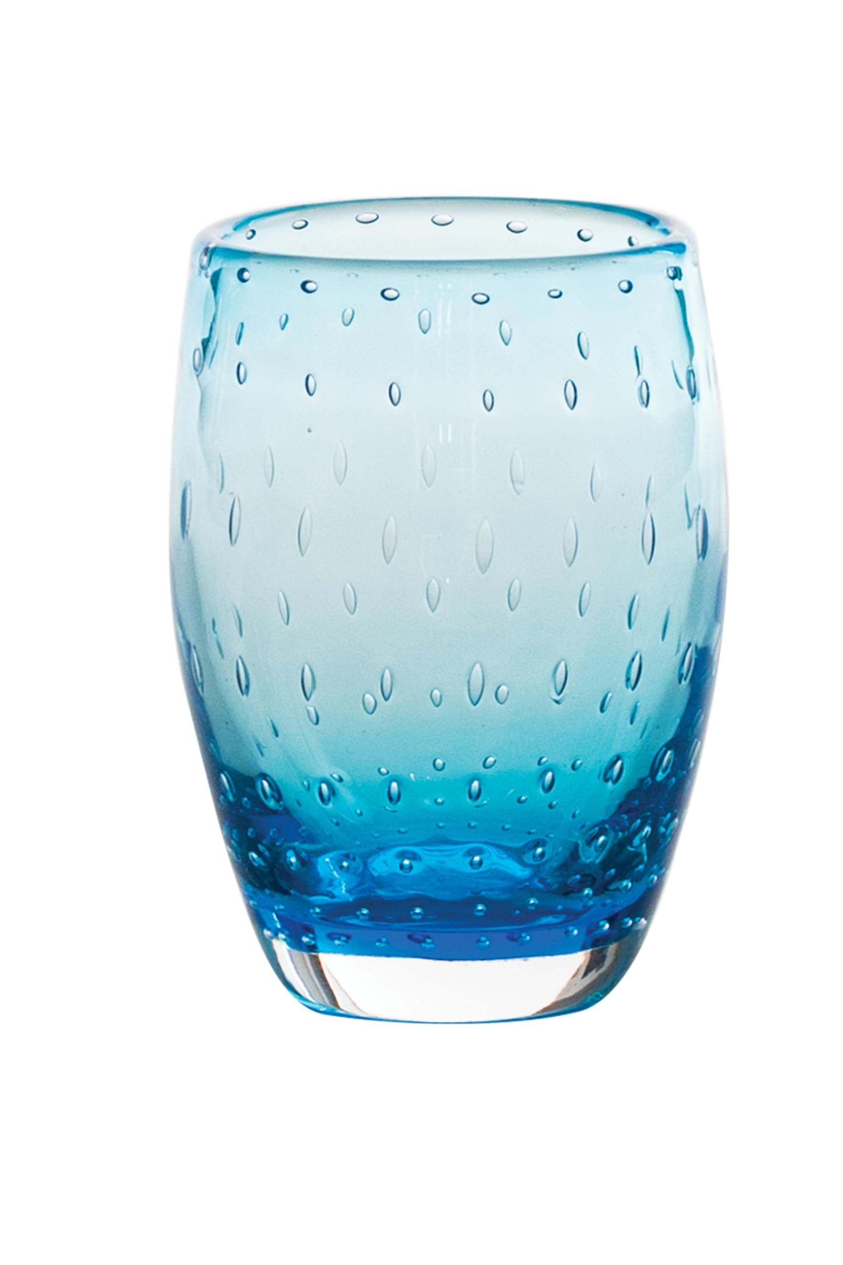 Zafferano Bolicante nach alter Tradition handgefertigtes Glas imit Luftblasen Optik, Set mit 6 Stück (Aquamarin)
