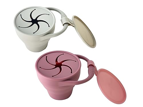 Miniatura 9 de otterlove Contenedor de silicona plegable con tapa acoplable, silicona platino 100% pura LFGB sin rellenos, taza de aperitivos (paquete de 2, salvia