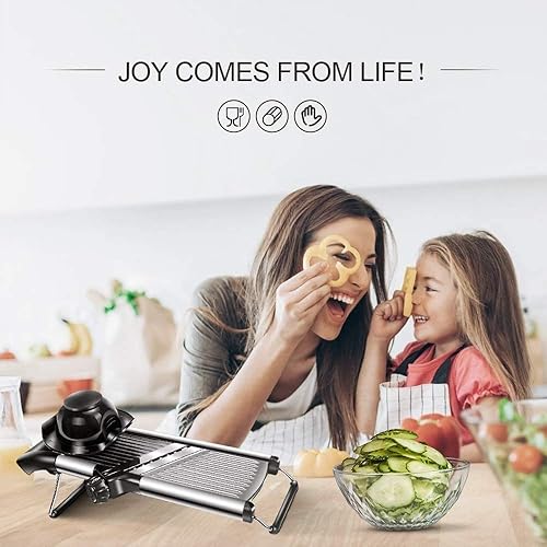 Miniatura 6 de Masthome Cortador de alimentos de mandolina de grosor ajustable para queso frutas verduras cortador de alimentos de acero inoxidable cortador de