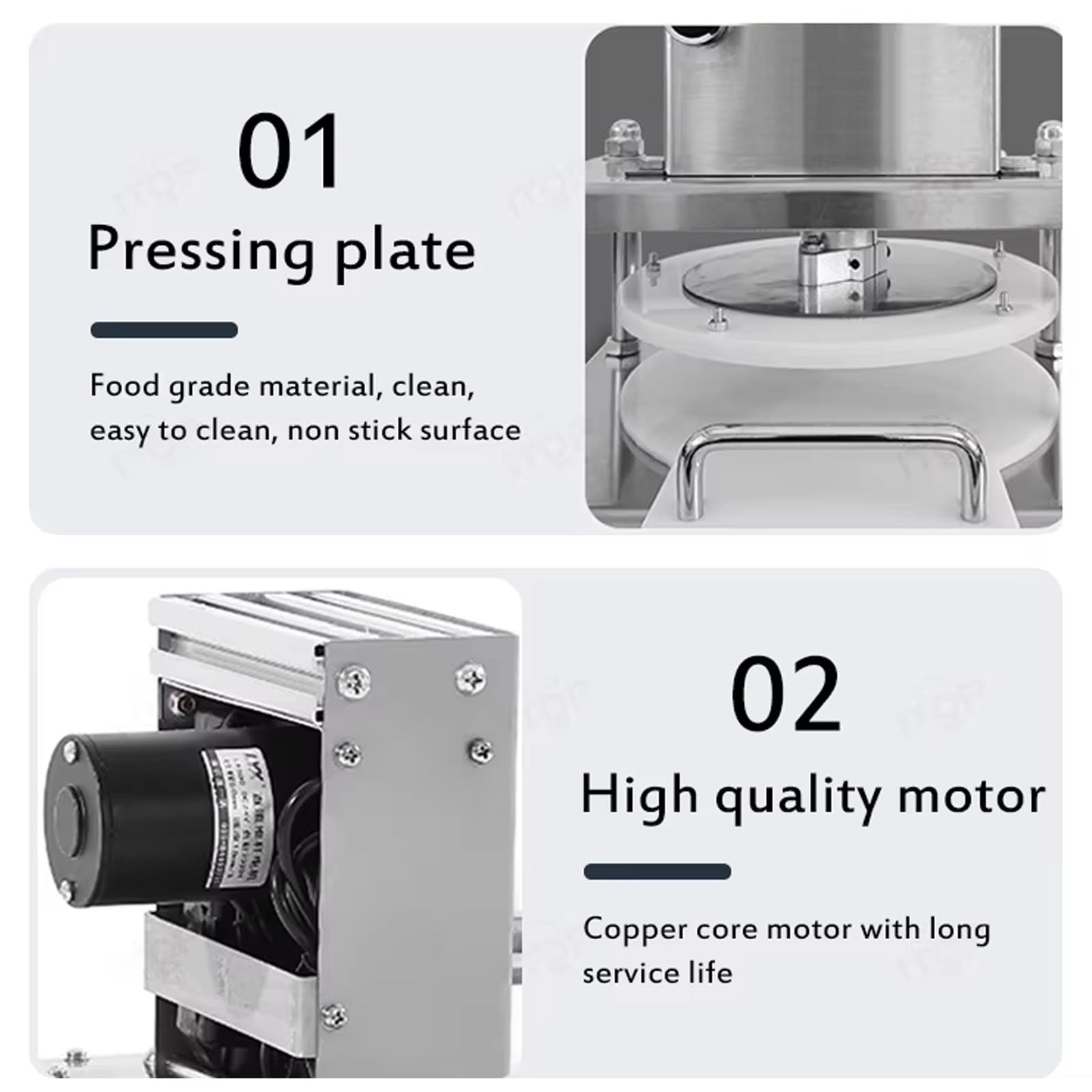 Máquina eléctrica de prensa de repostería para panadería y uso doméstico, laminadora de masa de acero inoxidable para pizza, croissants y pastelería