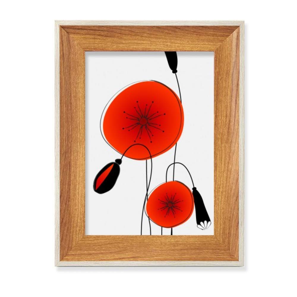 Cadre photo en bois fleurs abstraites et coquelicots art de bureau chic