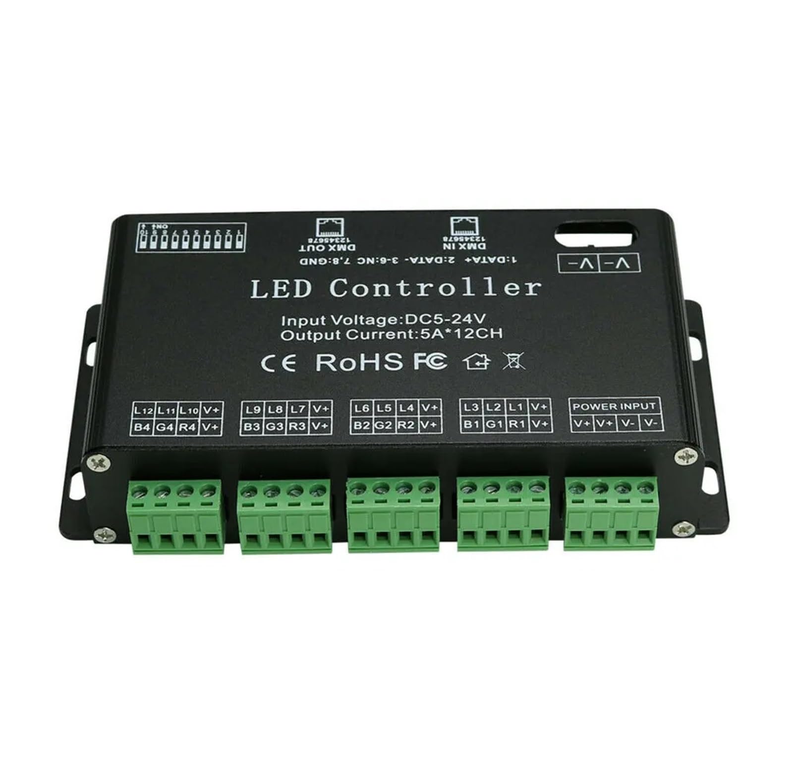 24-Channel 512 decoder with Digital Display dimming Driver RGBW 24CH LED Controller for Tape Lights DC5V-24V(12 channle)