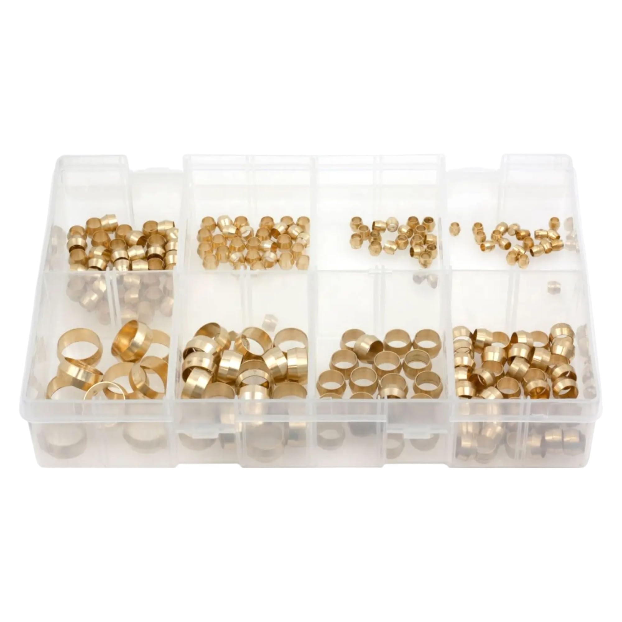 200Pcs Assorted Box Imperial Brass Olives 1/8 5/32 3/16 1/4 5/16 3/8 1/2 & 5/8"