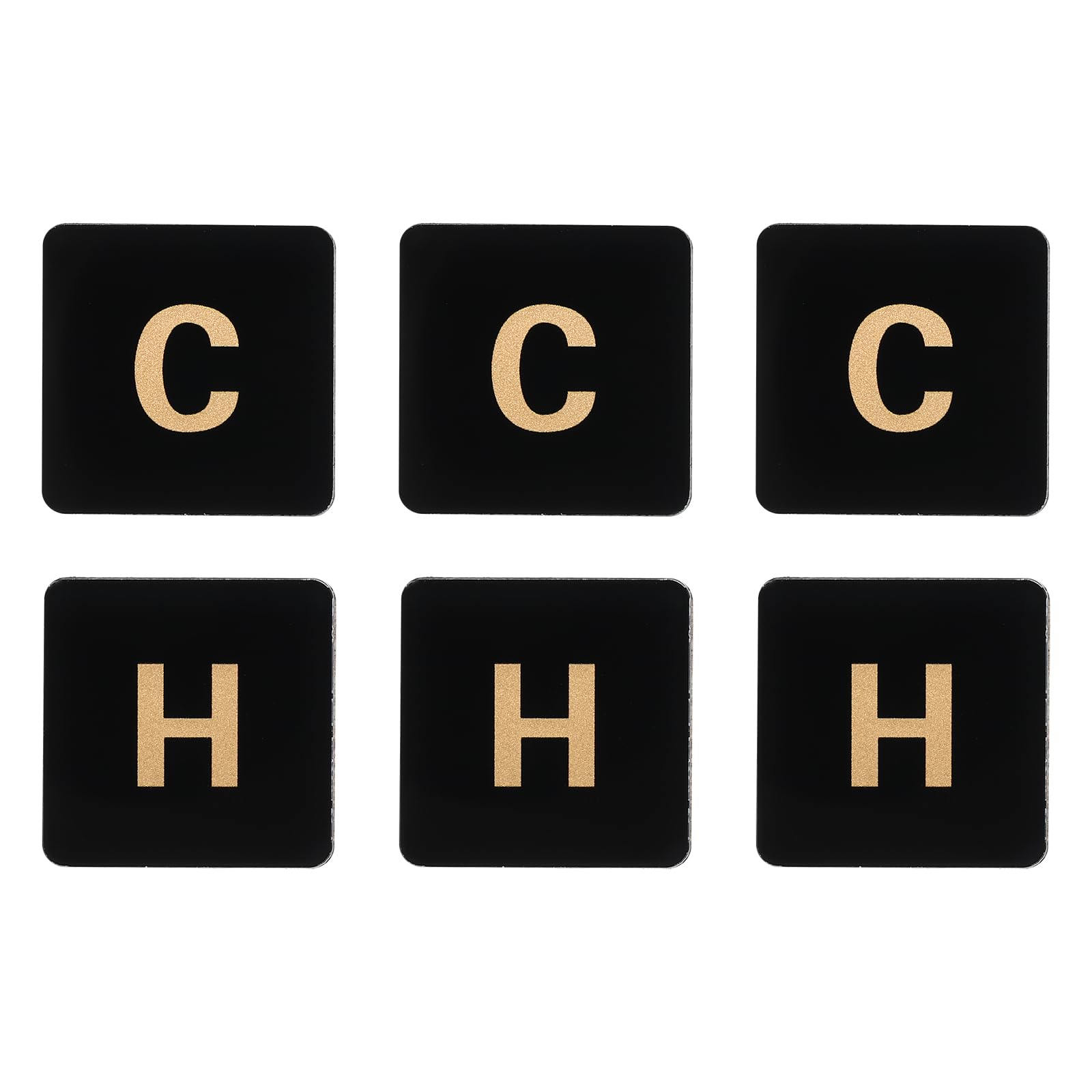 PATIKIL Self Stick C/H Water Label, 3 works/6 Pack Acrylic Square Shape Hot/Cold Sticker Signs for Faucets Sinks Black