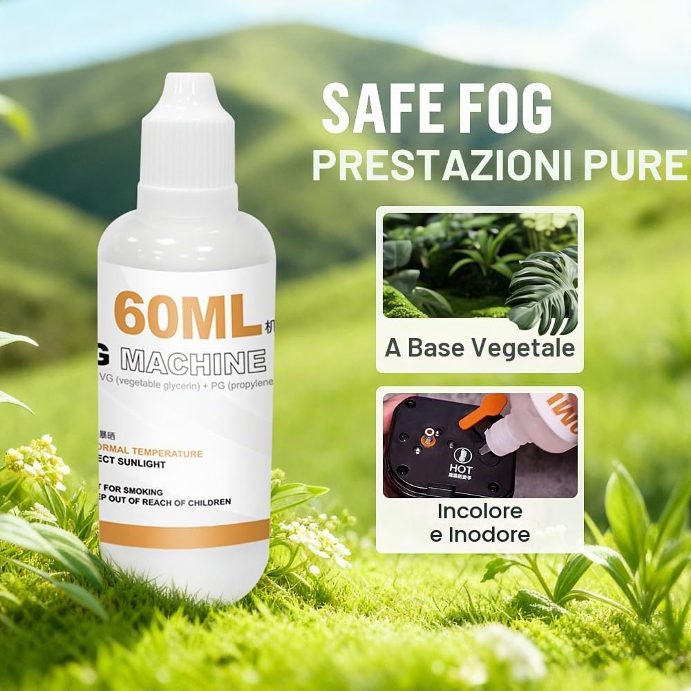 LENSGO Fog Machine Smoke Machine Fluido di ricambio VG + PG 240ml Olio per nebbia LENSGO Smoke Machine, senza nicotina