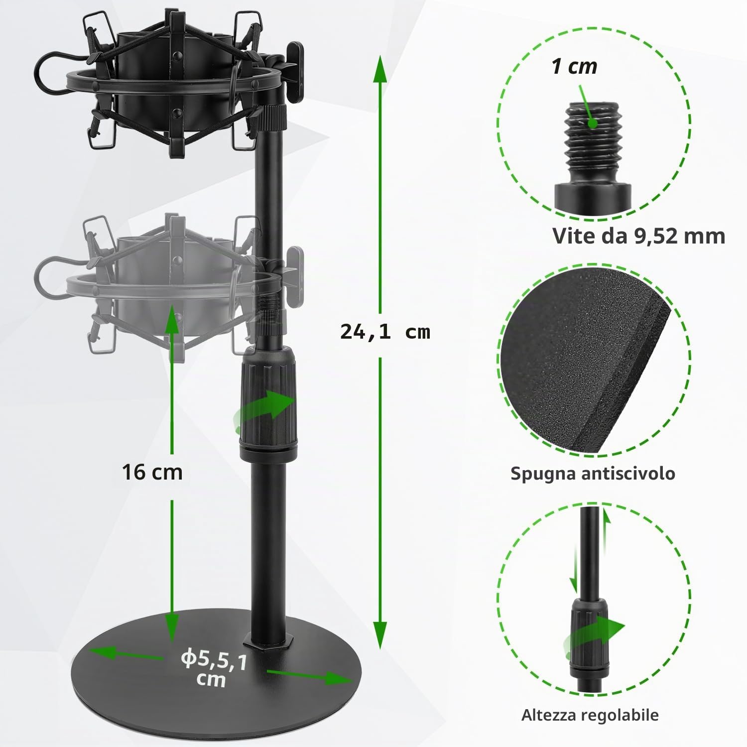 Supporto Microfonico da Tavolo AT2020 Migliorato con Supporto Antiurto e Paravento in Cchiuma per Microfono a Condensatore Audio Technica AT2020 AT2020USB+ AT2035 ATR2500