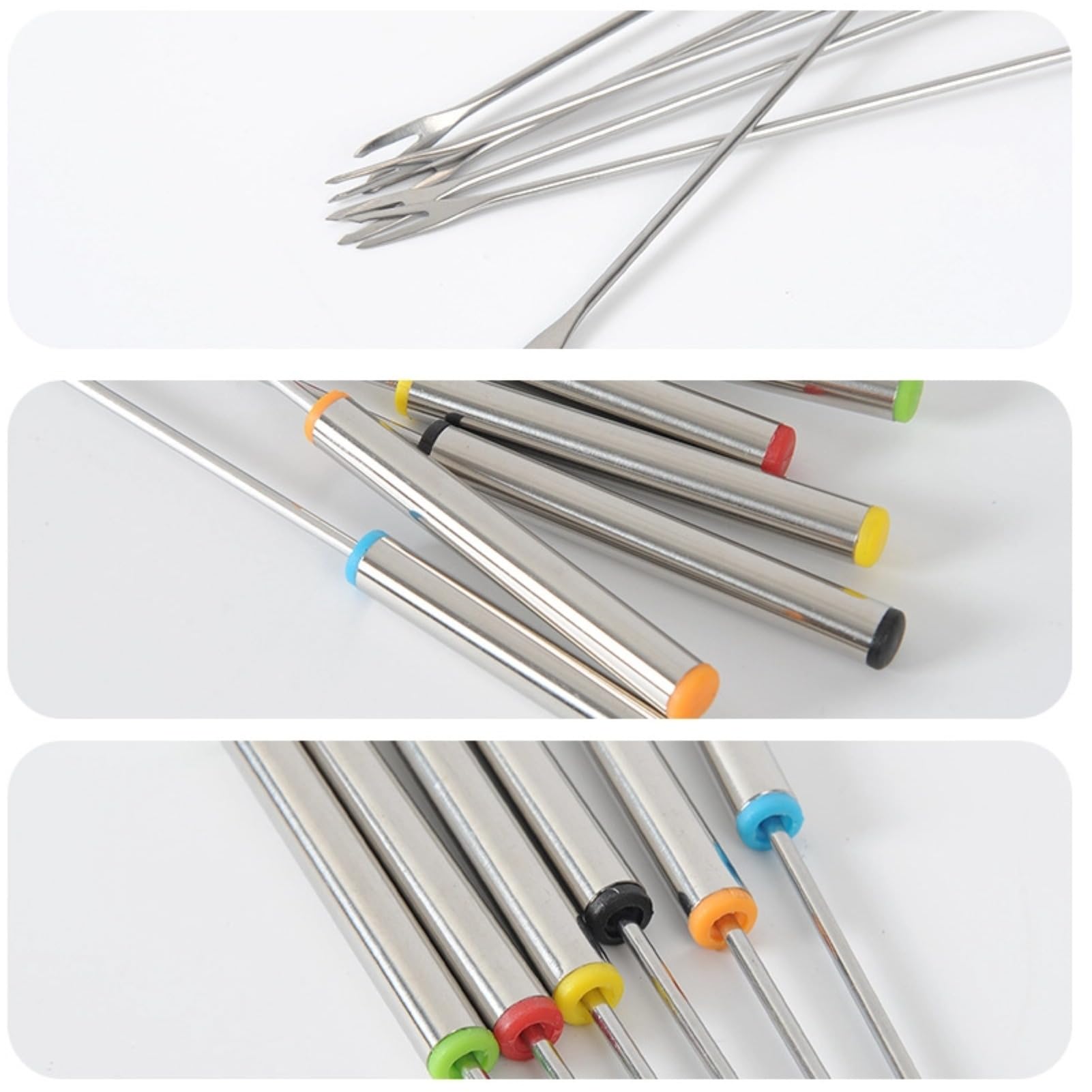 6PCS Stainless Steel Fondue Forks - 9.5 Inch, Colored Coding, Set of 6 for Hot Pot, Barbecue, Fruits, Vegetables — Amazon image 6