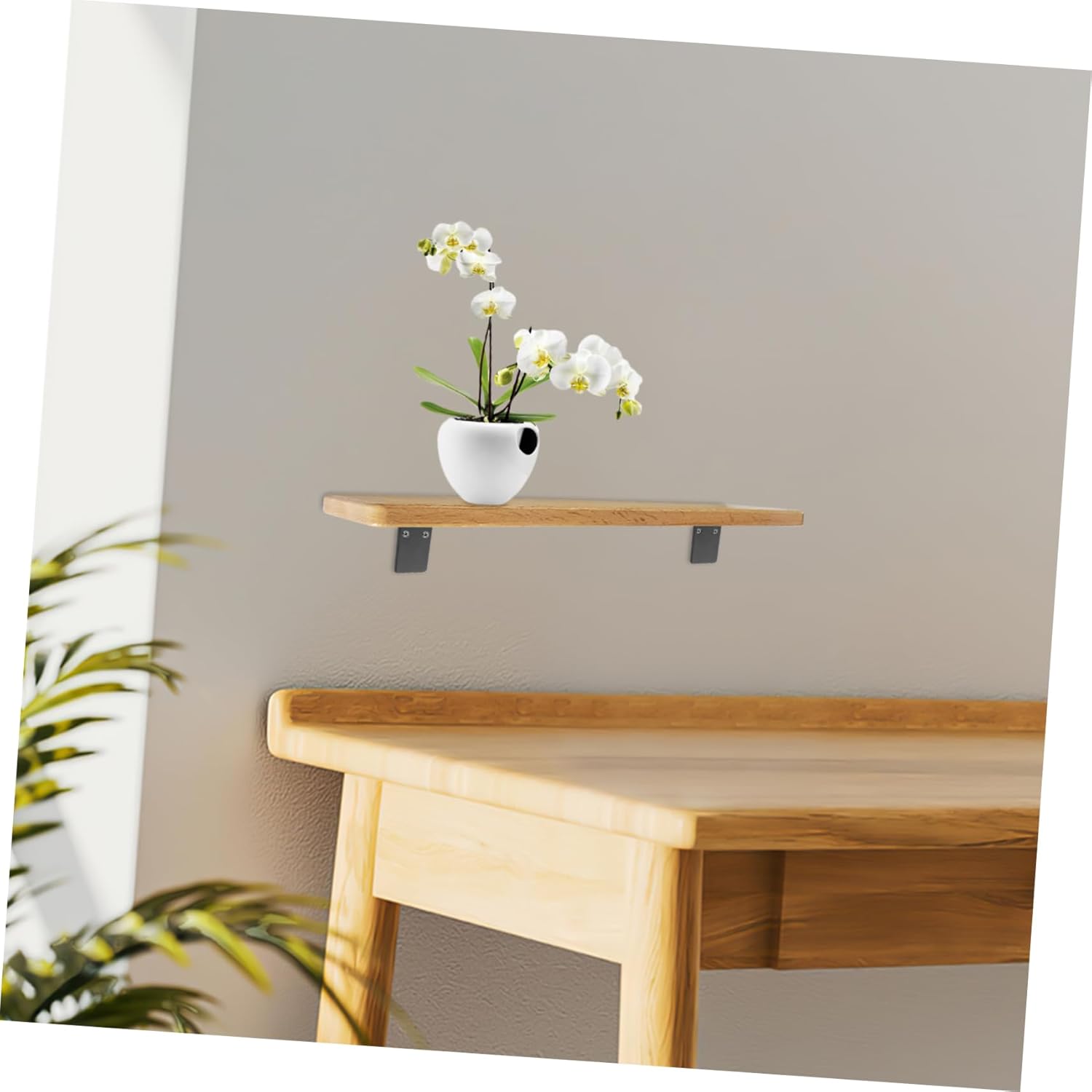 4pcs Heavy Duty Shaped Shelf Brackets Black Floating Shelf Mounting Hardware for Easy Installation Thickened Material for Strong Support for Living Room Kitchen