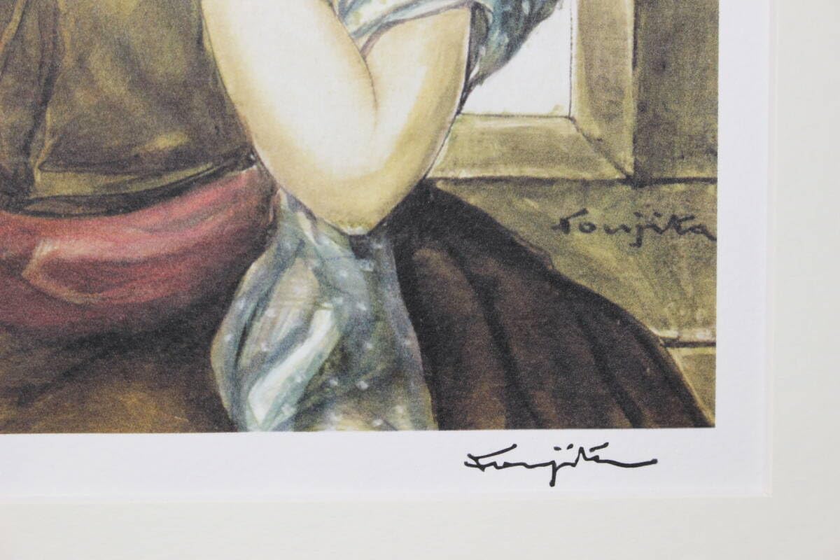 藤田嗣治 エスタンプリトグラフ「鳥と女性」 250部限定 25/250