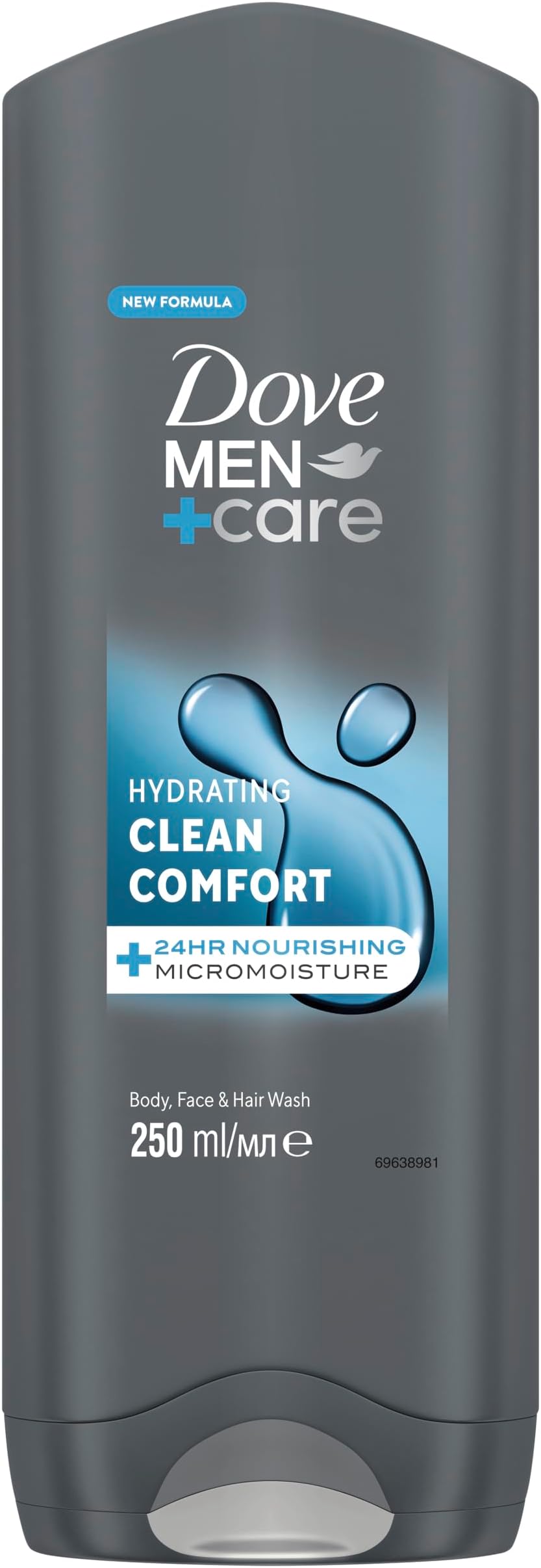 Men+Care Hydrating Clean Comfort Men's 3-in-1 Hair, Face and Body Wash Body Cleanser Shower Gel with 24 hour nourishing MicroMoisture technology for relaxed and re-energised skin 250 ml