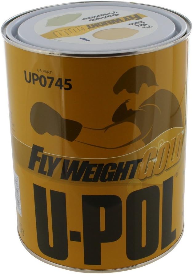 U-Pol 0745 Flyweight Gold Lightweight Body Filler 3L - Smooth, Non-Shrinking, Quick-Dry Direct-to-Metal Putty for Auto Repairs