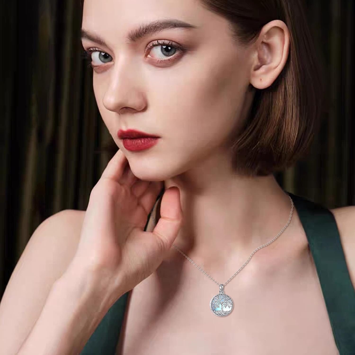 ONEFINITY Urn Necklace for Ashes 925 Sterling Silver Tree of Life Cremation Jewelry for Ashes Abalone Shell Opal Memory Jewelry for Women Men - Image 6