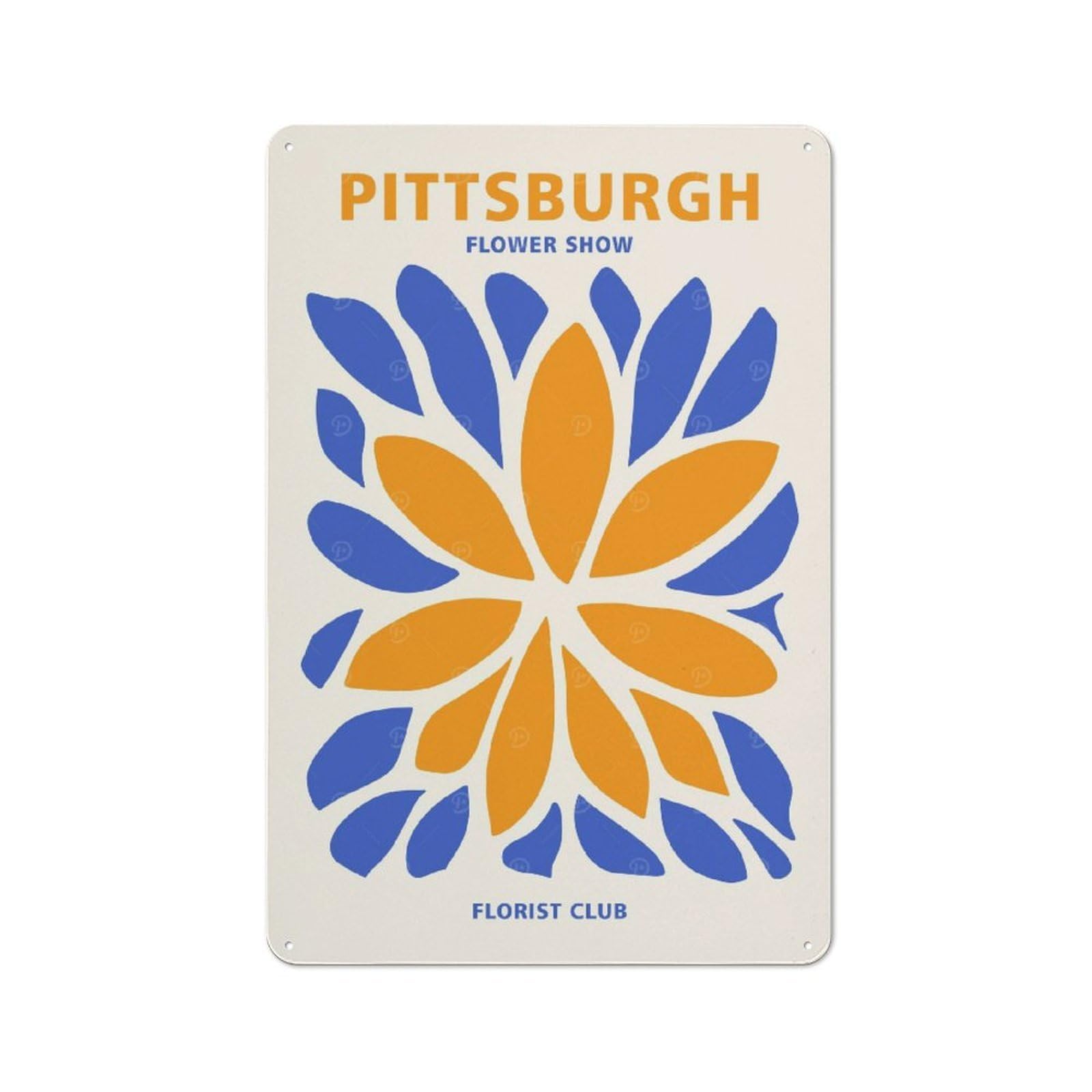 Junmoney Style-17 Pittsburgh Florist Club Garage Metal Sign 30X20cm, Weathered Look Shed Wall Plaque For Garage, Workshop, Shed Or Utility Room