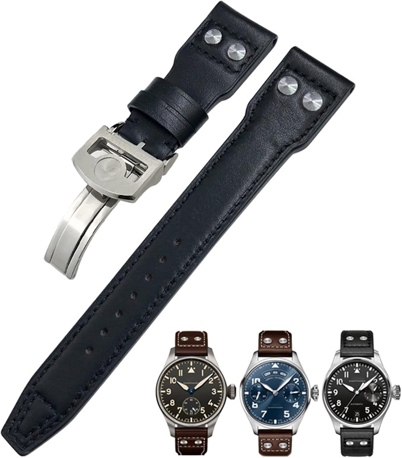 Amazon.co.jp: [UMCNVV] 20 ミリメートル本革時計バンド IWC