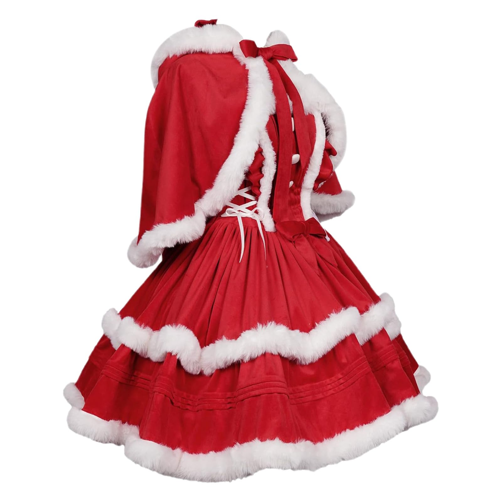 Robe Mere Noël Femme - Costume de Noel Déguisement Mère avec Cape