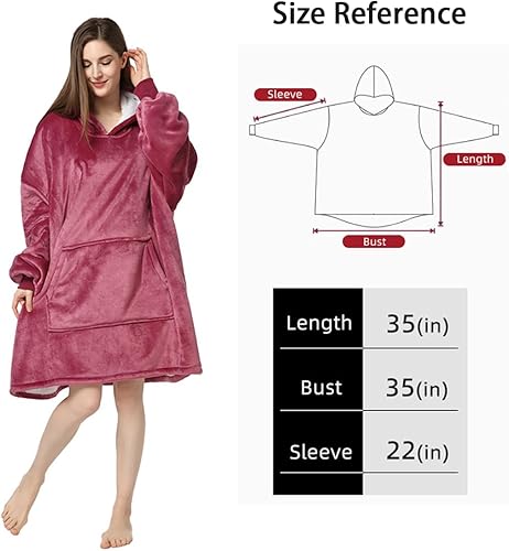 Miniatura 6 de Manta con capucha para mujer, manta de forro polar Sherpa de gran tamaño, manta gruesa y cálida con capucha, regalos