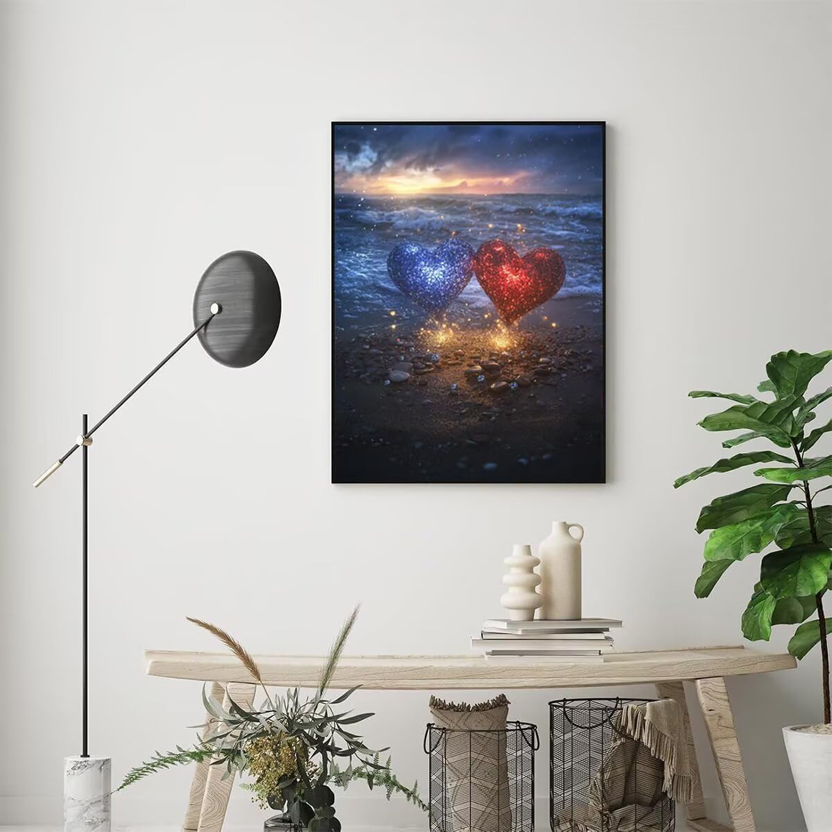 Dipingere con i Numeri Cuore, Paint by Numbers Adulti Oceano, Fai da te Creativi Adulti Quadri da Dipingere Numerati Kit per Decorazione Della Parete di Casa, Regalo 70x95 cm Senza Cornice 7R-R
