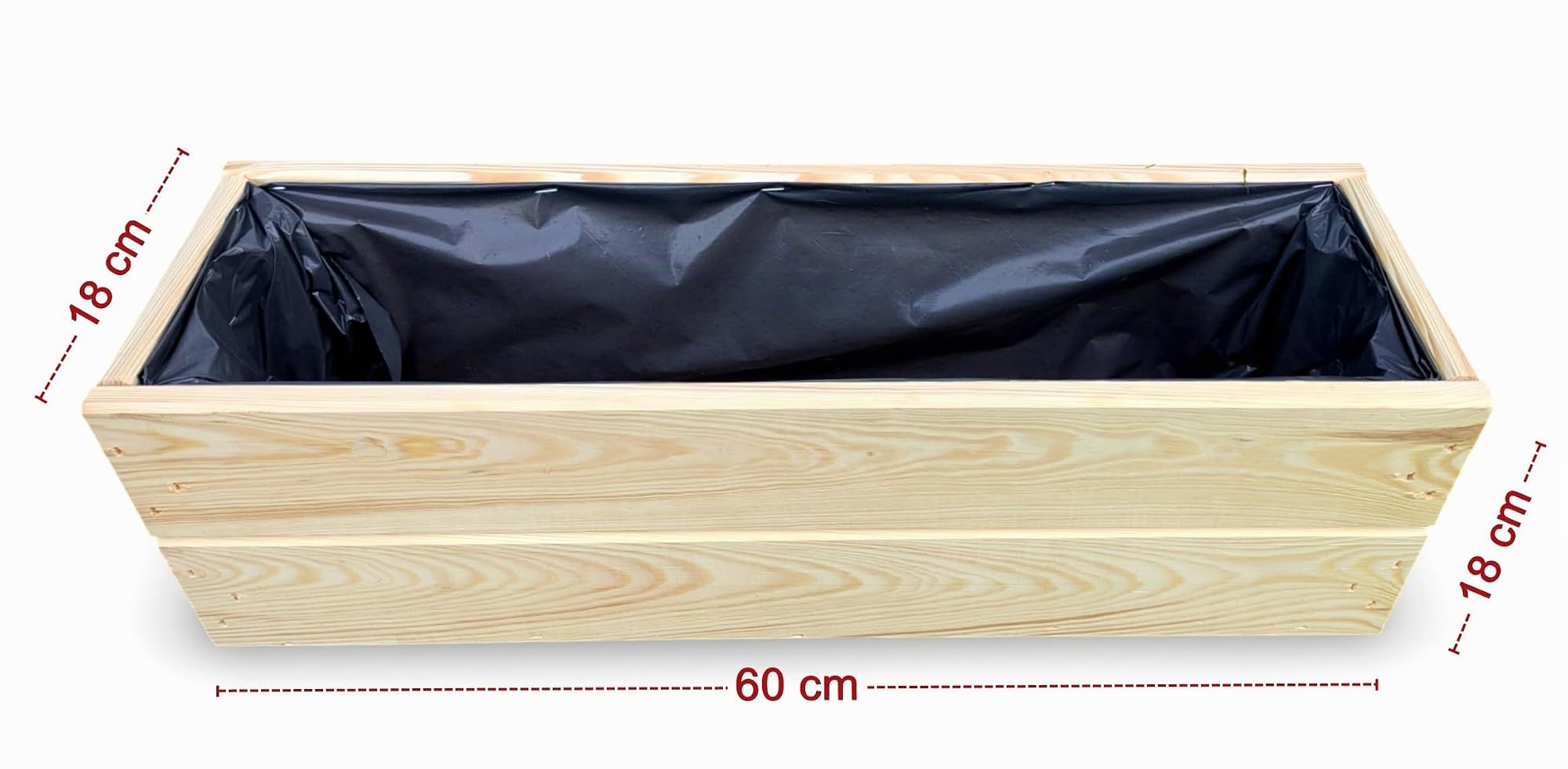 FKL DESIGN Home Deco Jardinera de Madera 60 cm – Macetero de Abeto Impregnado con Revestimiento y Drenaje – Jardinera para Balcón Terraza y Jardín – Montada, D27 (Crudo, 60 cm)