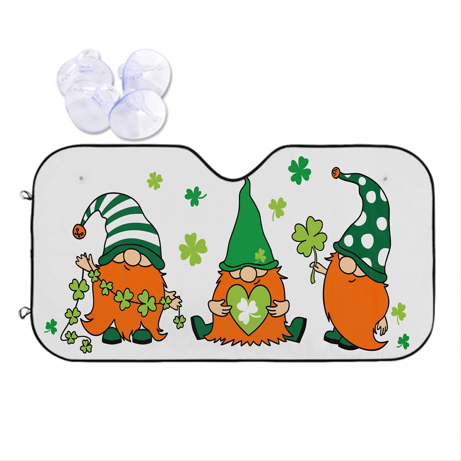 Amazon.com: Beabes Gnome with Clover Leaf Heart Windshield Sun Shade Irish  Leprechauns Green Shamrock St.Patrick's Day Front Sun Visor Shield Cover  Blocks UV Rays Heat Protector to Keep Car Cool 51 X