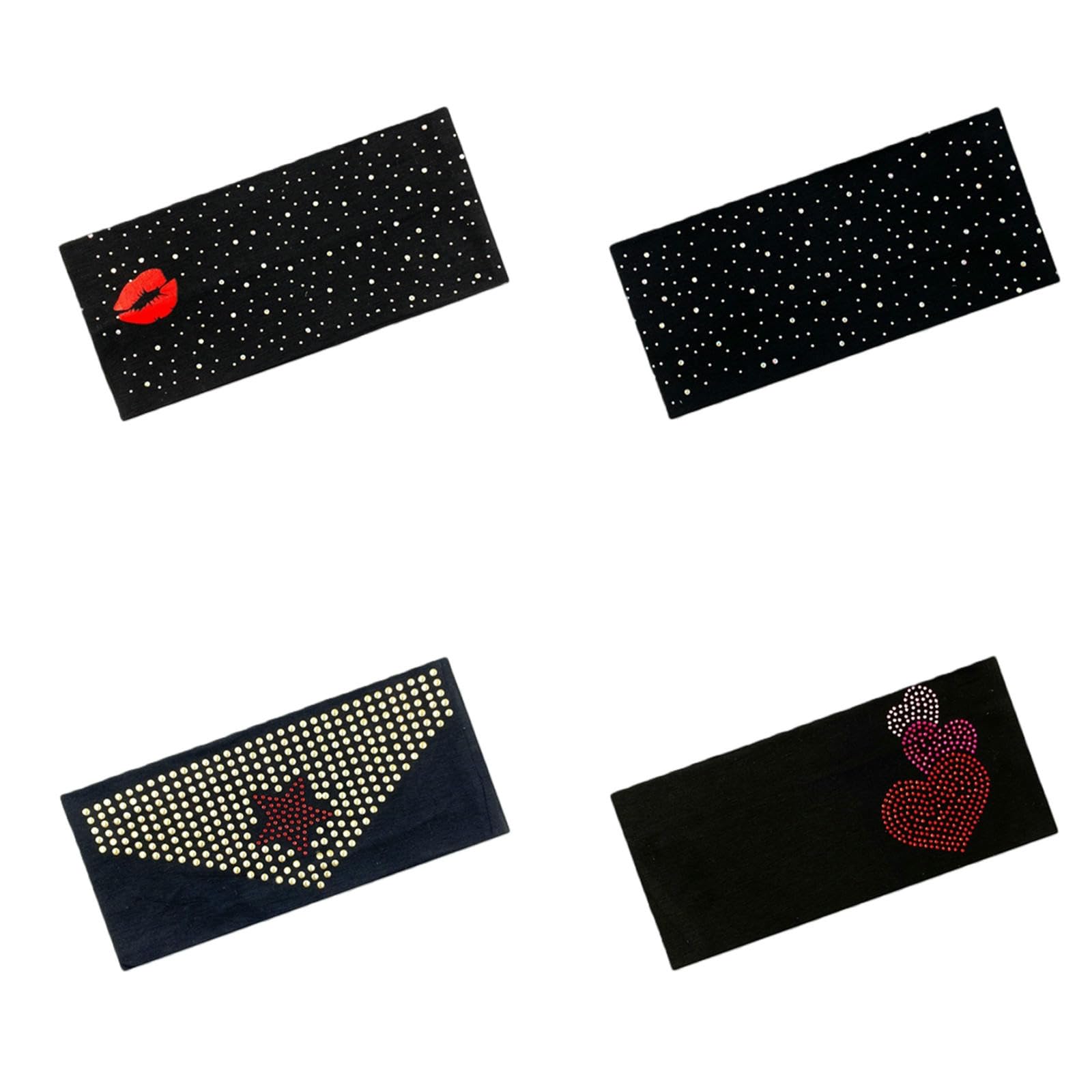 CYUCHENC wide headband 4 Pack Fashionable Perm Butterfly Rhinestone Sparkling Elastic Brim Women-1-four