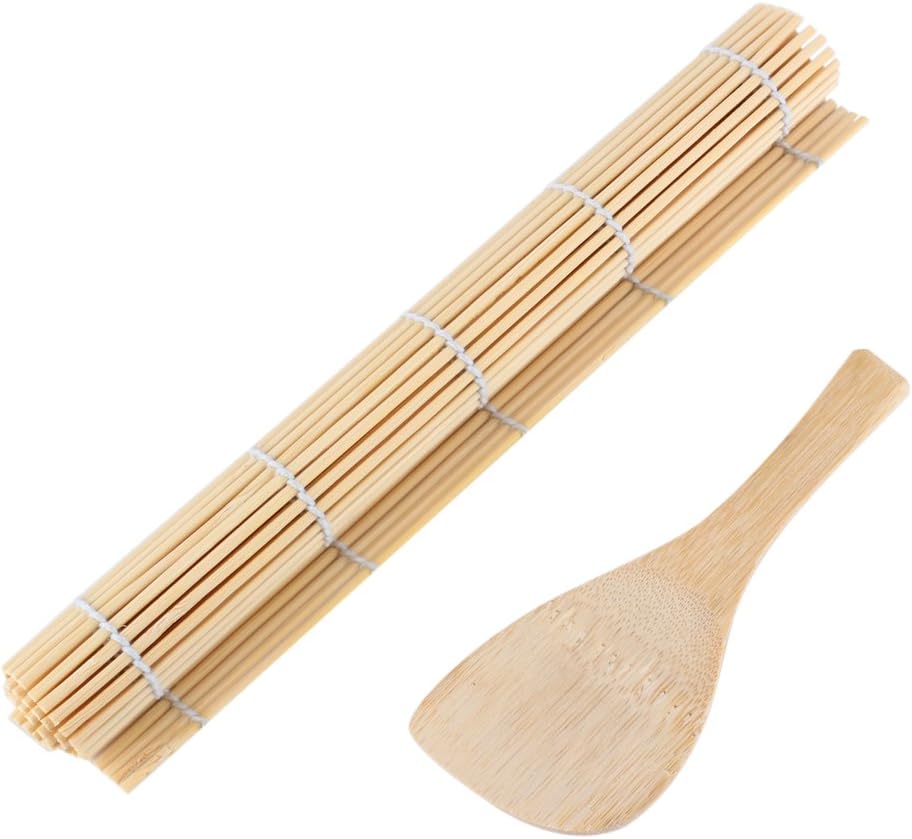 Mat Rice Paddle Set, Easy Sushi Rolling Maker Kit DIY with Reusable Accessories for Beginners, Sushi Making Tools for Home, Sushi Rolling Mat Rice Paddle Set