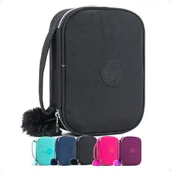 Estojo Escolar Feminino Masculino Grande Box Ziper Resistente Escolar Papelaria Fofa Infantil Unissex Com Organizador De Lápis Canetas Marcadores Lapiseiras Borrachas Apontadores (Preto Metalico)