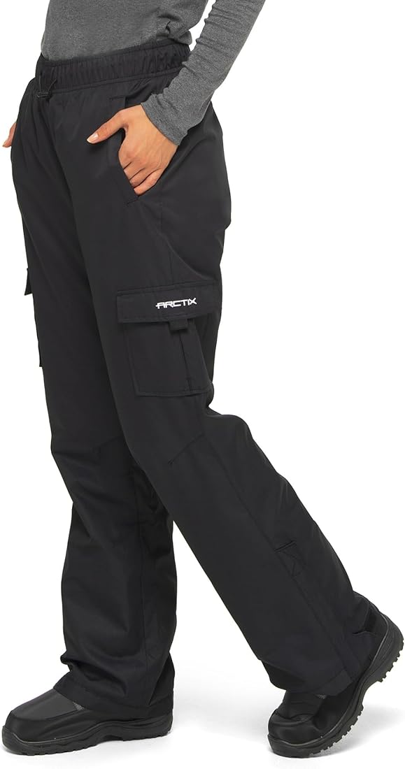 Arctix Women's Lumi Pull Over Fleece Lined Cargo Snow Pants, Black,  X-Large/31\