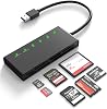 SD Card Reader, 7 in 1 USB3.0 Card Reader for SD/Micro SD/CF/XD/MS/MMC Camera Memory Card, 5 Cards Simultaneously Read at 5Gbps, Memory Card Reader for Windows, Linux, Mac OS