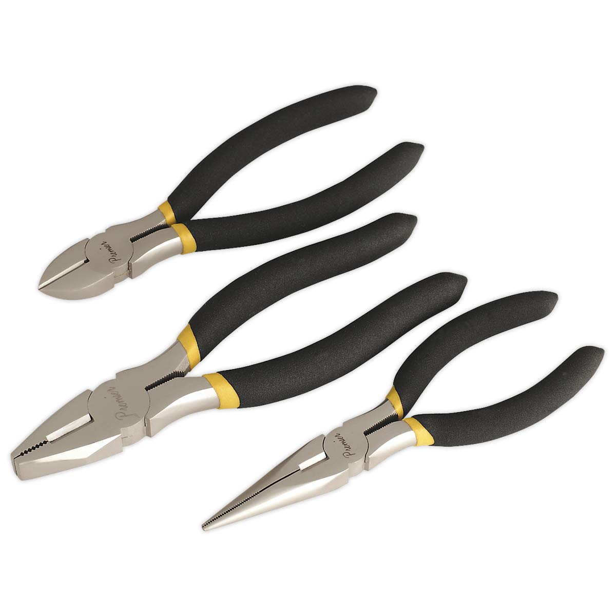 Sealey Pliers Set 3pc Ni-Fe Finish With Double Dipped Handle Insulation AK9333